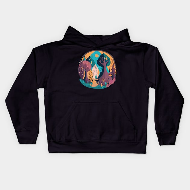 enchanted forest illustration Kids Hoodie by goingplaces